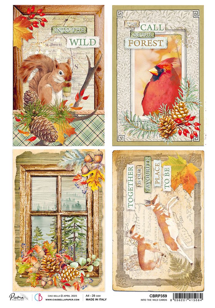 LIQUIDATION!!! Ciao Bella - Papier de riz «Into The Wild Cards» 8.5" X 11" (le prix indiqué est déjà réduit de 40%)