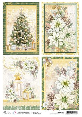 LIQUIDATION!!! Ciao Bella - Papier de riz «Sparkling Christmas Cards» 8.5" X 11"(Le prix indiqué est déjà réduit de 40%)