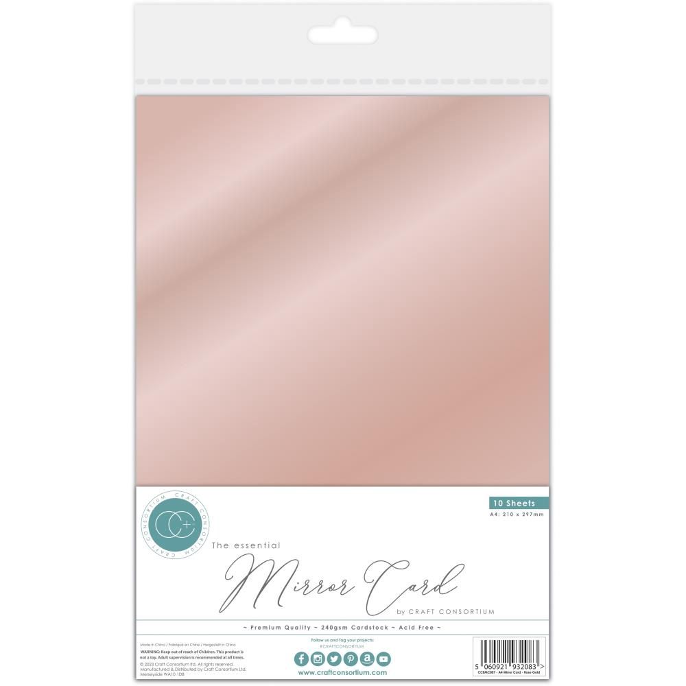 Craft Consortium - Papiers métalliques A4 «Mirror Card/Rose Gold» 10 feuilles