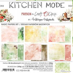 LIQUIDATION!!! Craft O Clock - Papier 8"X8" Basics «Kitchen Mode» 24 pages recto-verso (le prix indiqué est déjà réduit de 40%)