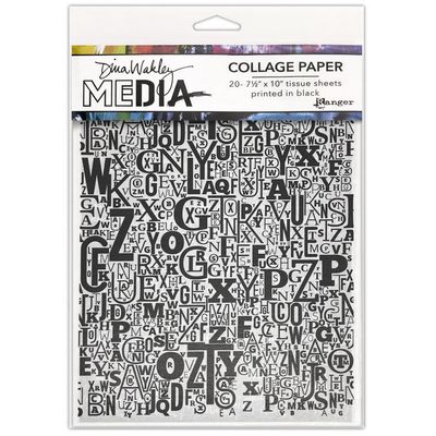 Dina Wakley - Papier Collage «Jumbled Letters» 20 feuilles
