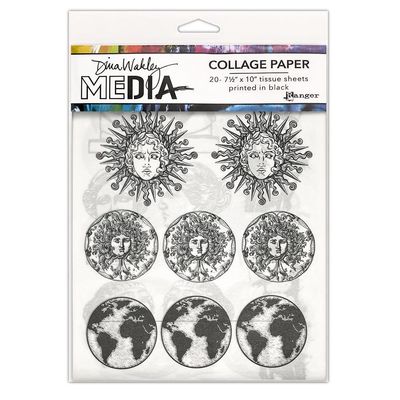 Dina Wakley - Papier Collage «Antiquities» 20 feuilles