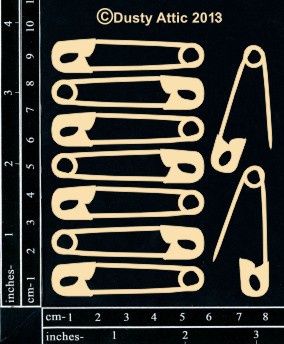 LIQUIDATION!!! Dusty Attic - Chipboard Safety Pins  (Le prix indiqué est déjà réduit de 40%)