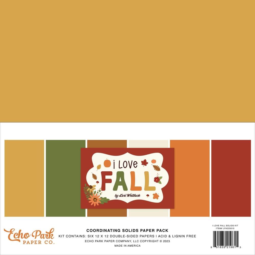 Echo Park - Bloc de papier «I love Fall» 12" X 12" 6 feuilles