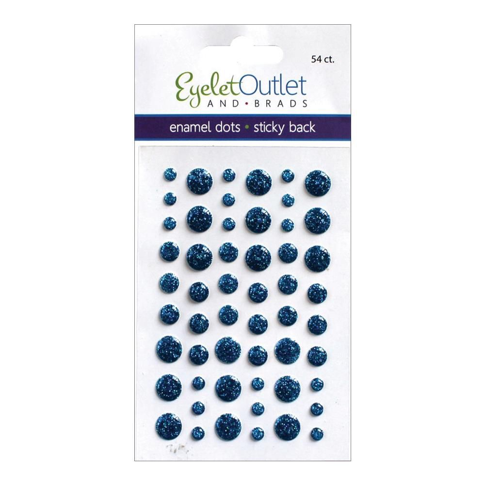Eyelet outlet - Enamel Dots autocollant «Glitter Blue» 54 / emballage