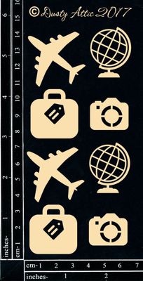 LIQUIDATION!!! Dusty Attic - Chipboard Travel Icons  (Le prix indiqué est déjà réduit de 40%)