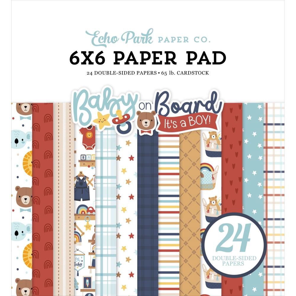 Echo Park - Bloc de papier double face «Baby On Board/It's a Boy» 6" X 6" 24 feuilles