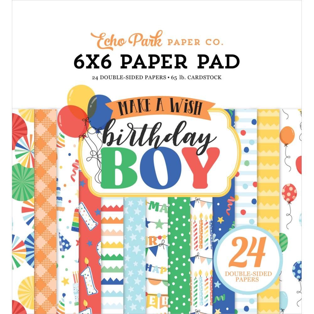 Echo Park - Bloc de papier double face «Make A Wish Birthday Boy» 6" X 6" 24 feuilles