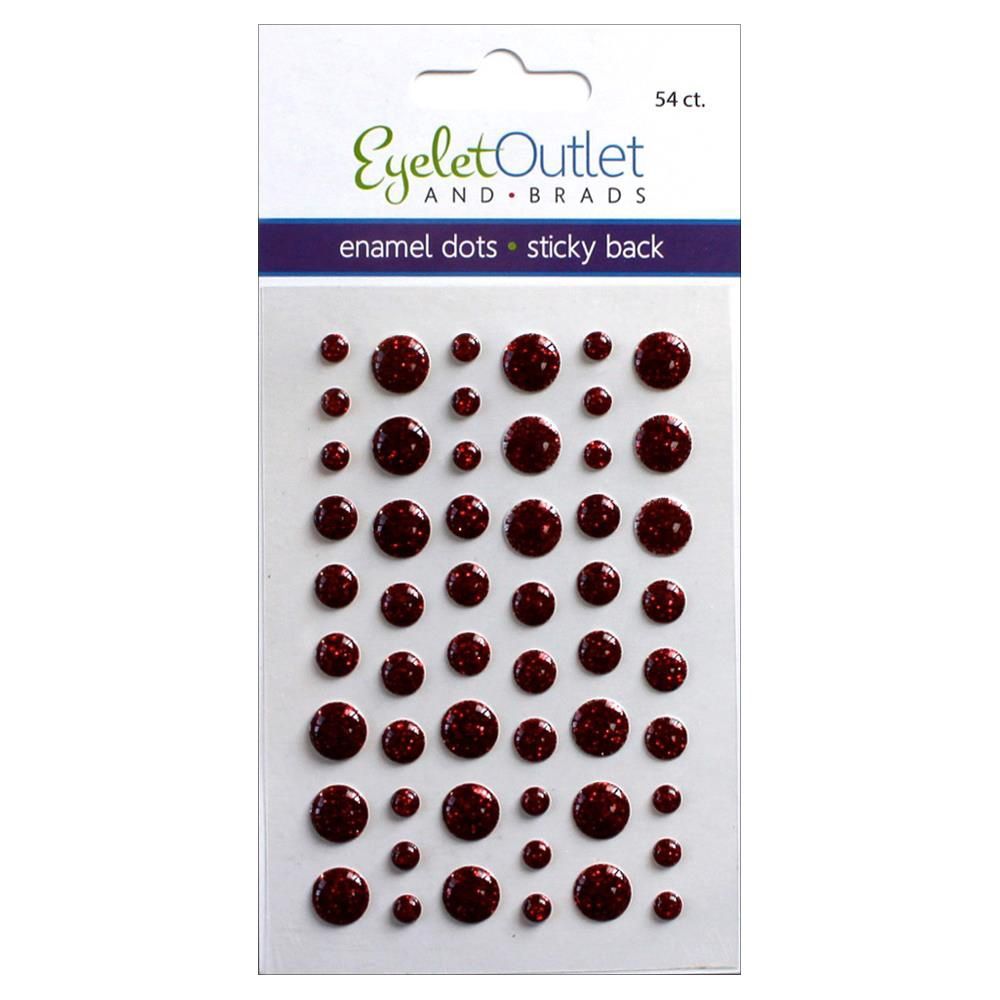 Eyelet outlet - Enamel Dots autocollant «Glitter Red» 54 / emballage