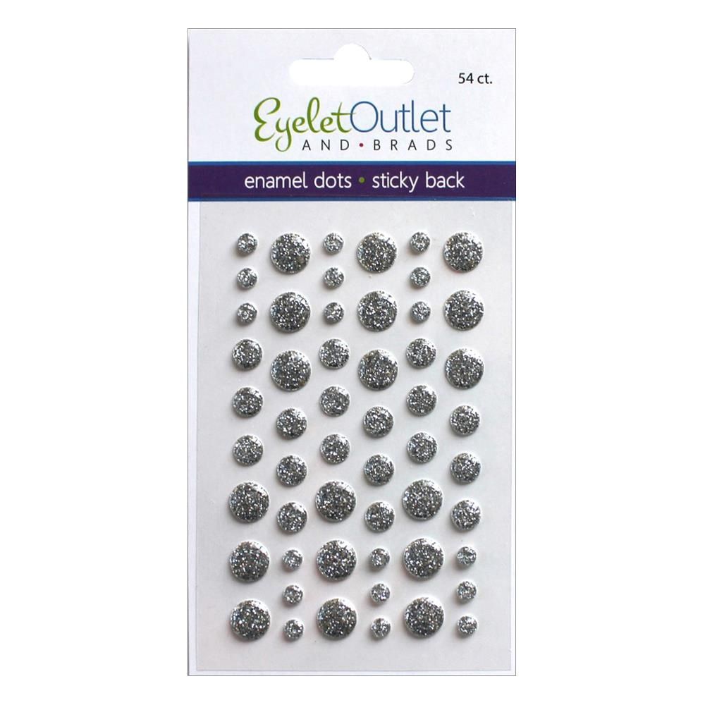 Eyelet outlet - Enamel Dots autocollant «Glitter Silver» 54 / emballage