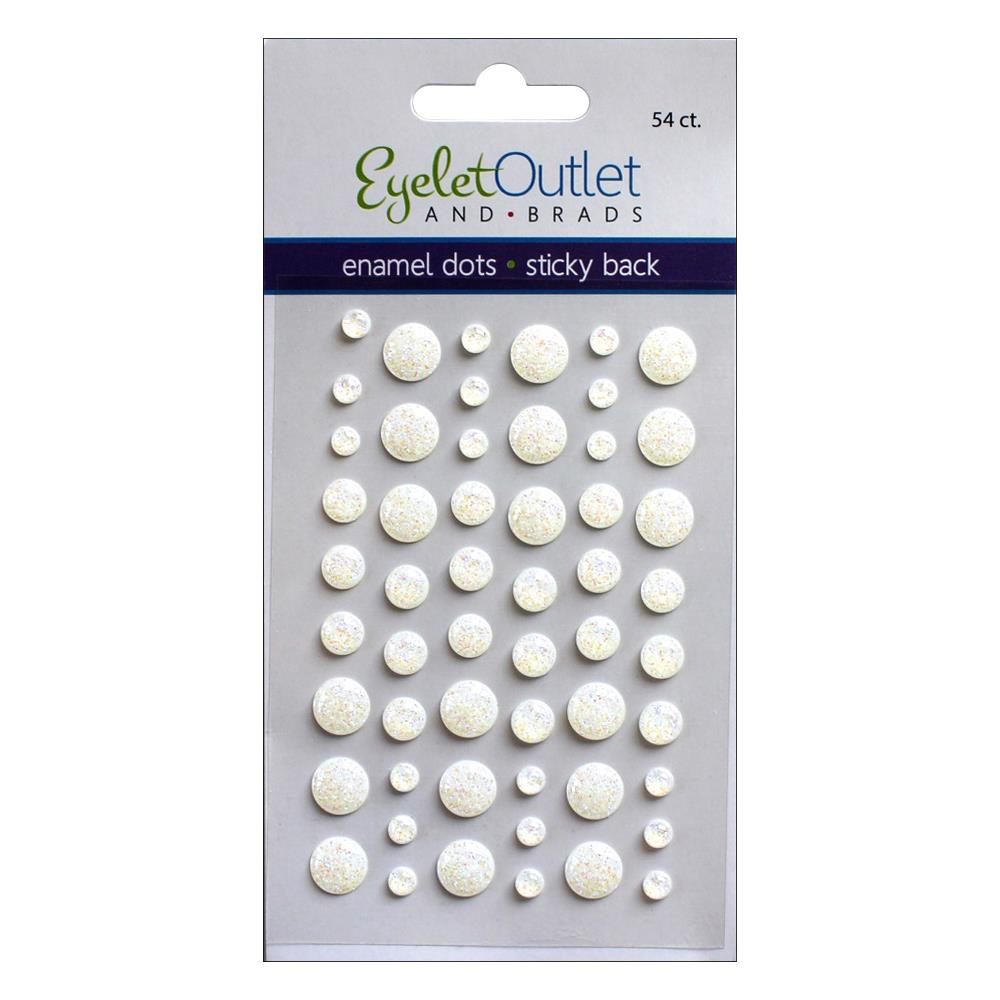 Eyelet outlet - Enamel Dots autocollant «Glitter White» 54 / emballage