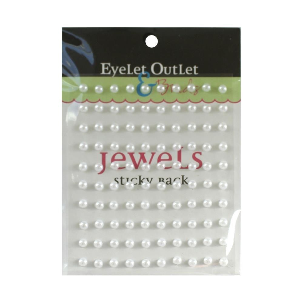 Eyelet outlet - «Adhesive Jewels» 5 mm couleur «White» 100/ emballage