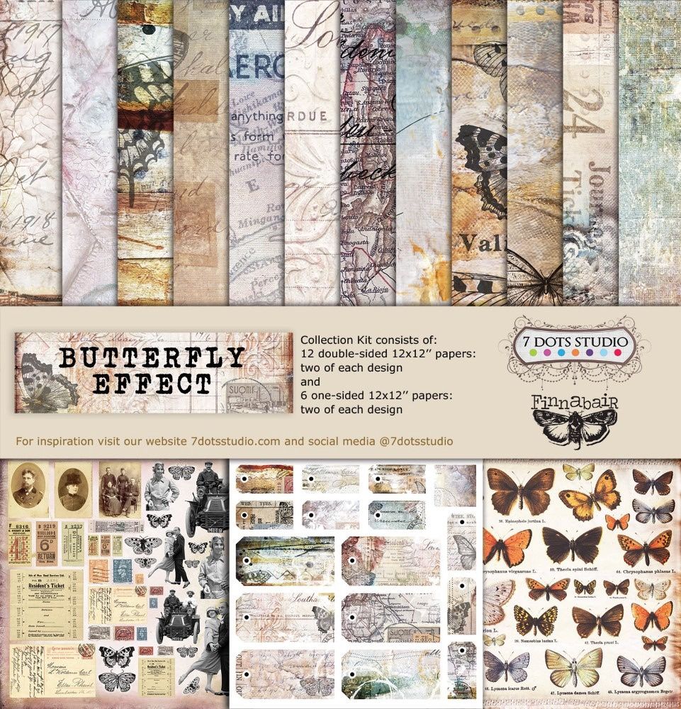 Finnabair 7 Dots Studio - Papier collection «Butterfly Effect» 12" X 12" 12 feuilles