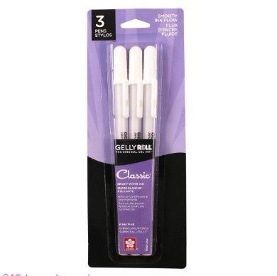 Gelly Roll - Stylos à encre blanche avec pointe de 0,5 mm, paquet de 3