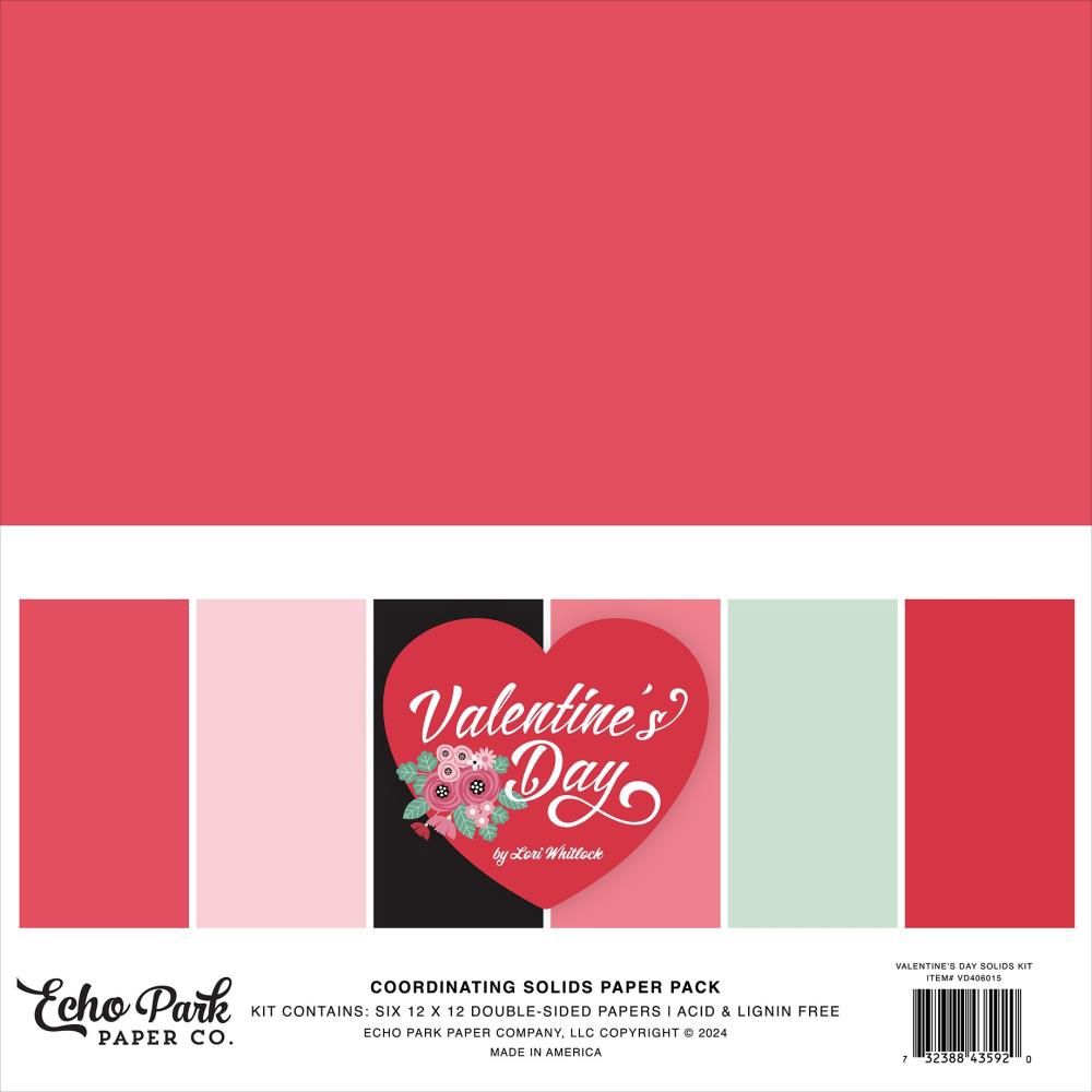 Echo Park - Bloc de papier «Valentine's Day» 12" X 12" 6 feuilles