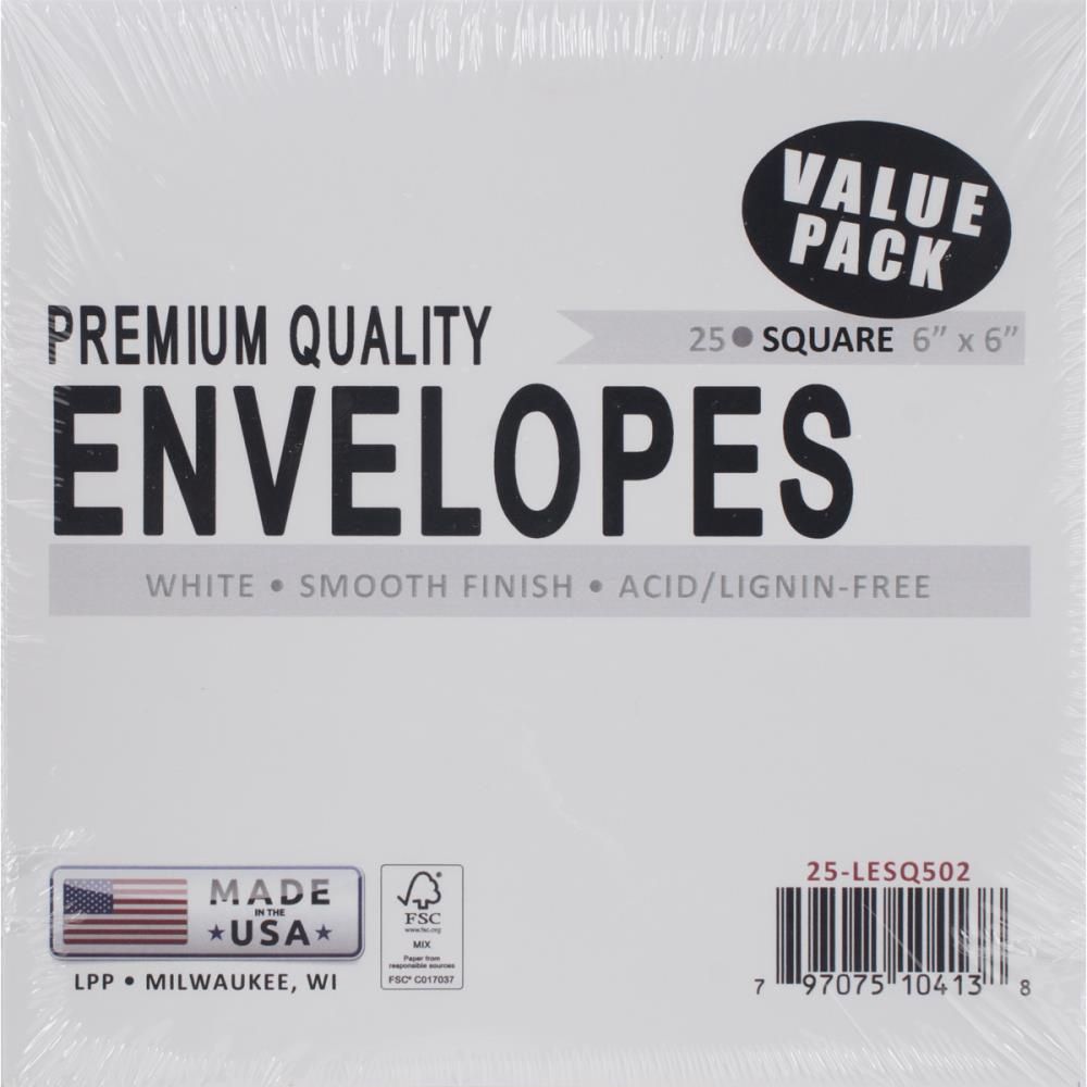 Enveloppes carrées Blanche 6" X 6" paquet de 25