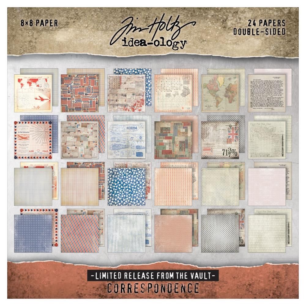 Idea-ology-Tim Holtz - Collection de papiers «Correspondence» 8 x 8