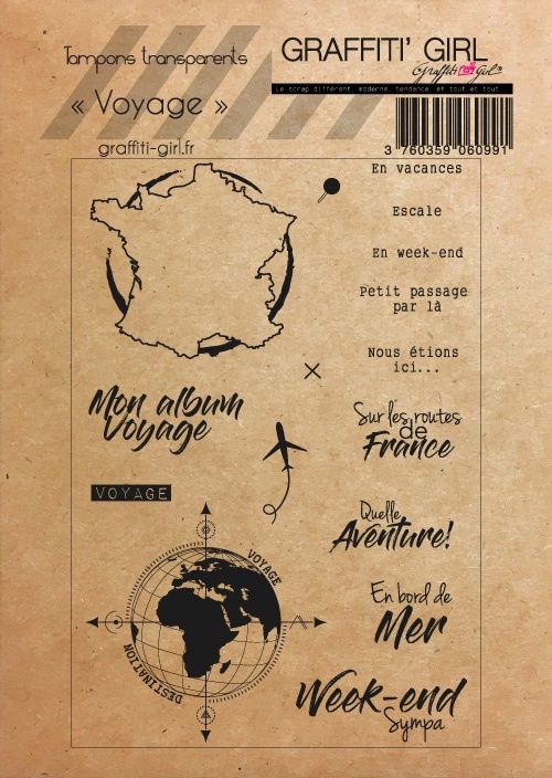 Graffiti Girl - Étampes «Voyage» 16 pcs