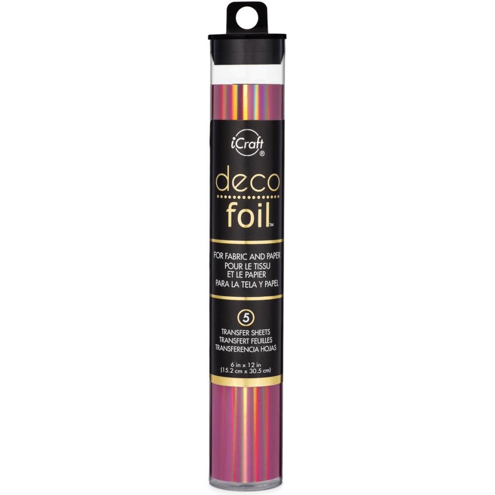 Icraft - Deco foil transfert sheets couleur «Enchanted Rose» 5/pqt