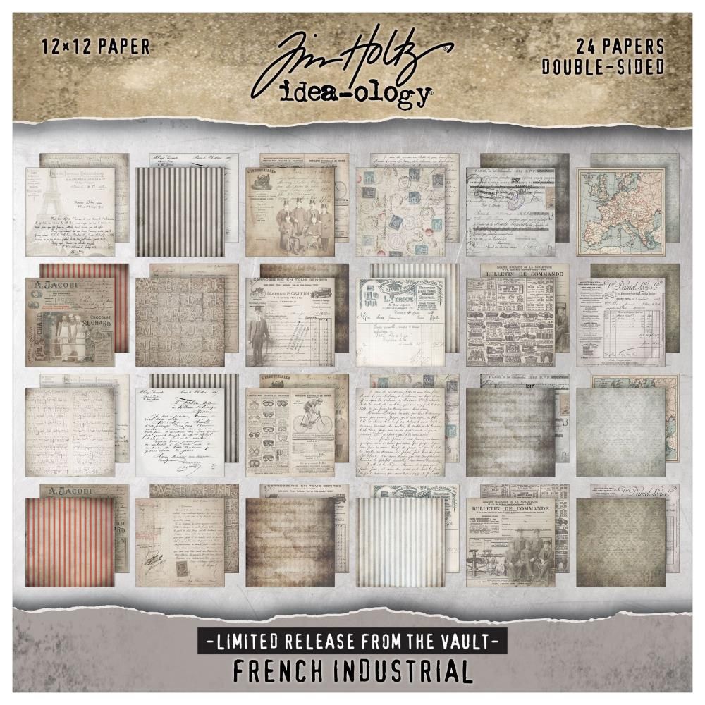 Idea-ology-Tim Holtz - Collection de papiers «French Industrial» 12 x 12