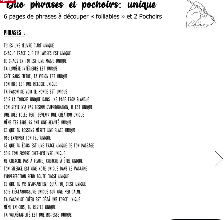 Le Chaos créatif - Duo Phrases et pochoirs: Unique