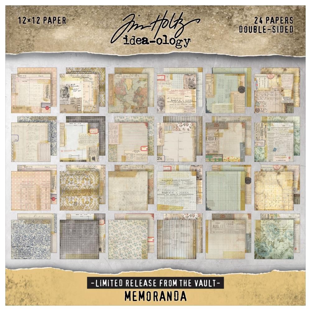 Idea-ology-Tim Holtz - Collection de papiers «Memoranda» 12 x 12