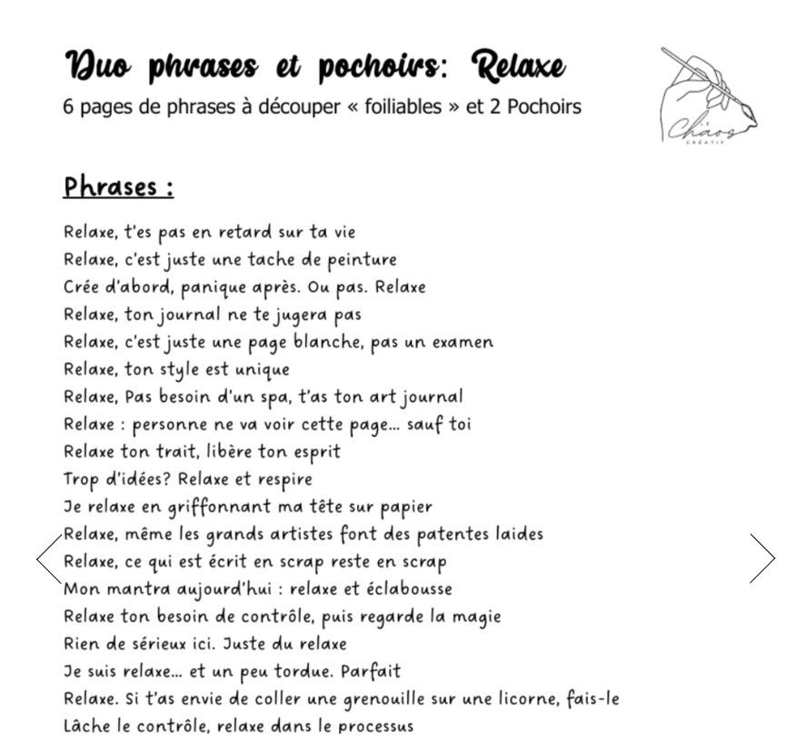 Le Chaos créatif - Duo Phrases et pochoirs: Relaxe
