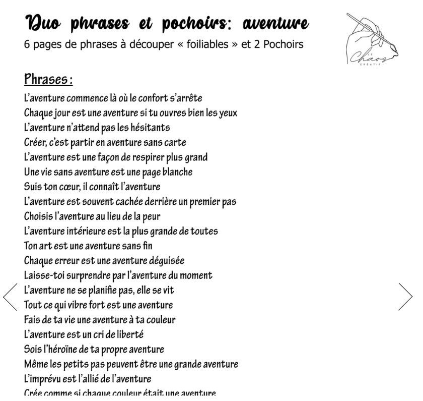 Le Chaos créatif - Duo Phrases et pochoirs: Aventure