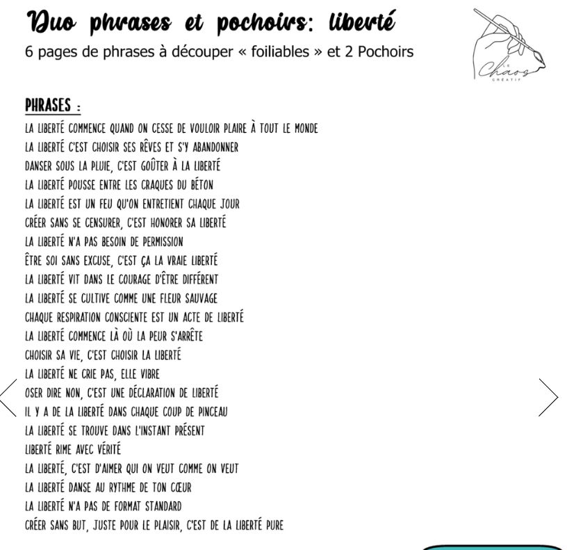 Le Chaos créatif - Duo Phrases et pochoirs: Liberté