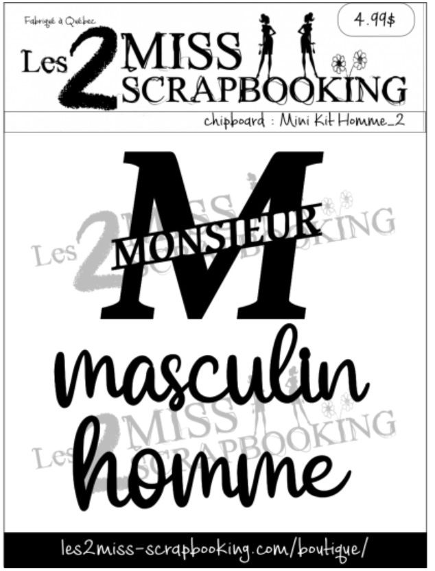 Les 2 Miss scrapbooking - Chipboard Mini kit homme 2