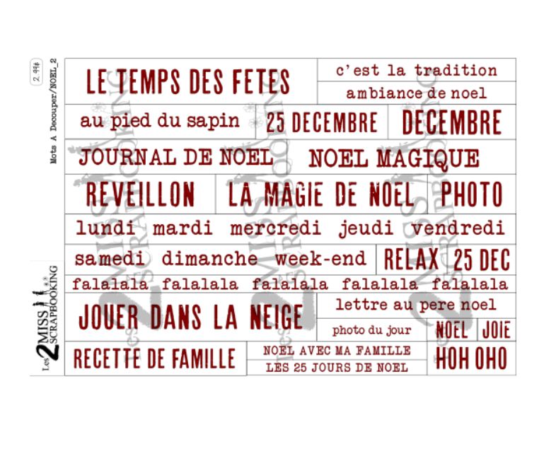 Les 2 Miss scrapbooking - Mots à découper Noel 2