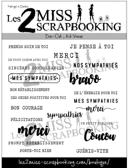 Les 2 Miss scrapbooking - Éphéméra «Kit Voeux» fond blanc