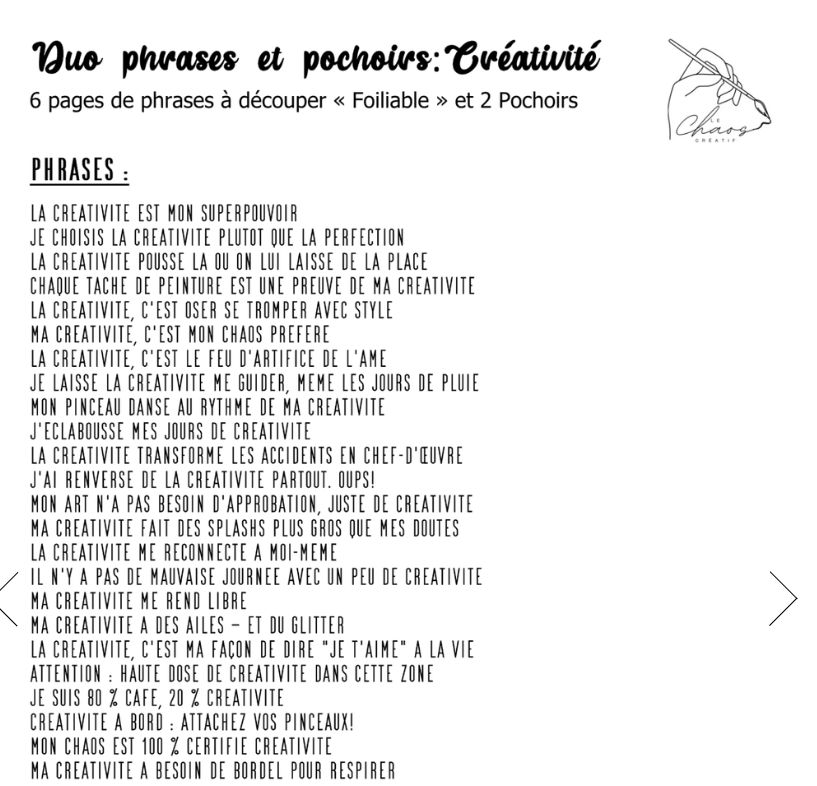 Le Chaos créatif - Duo Phrases et pochoirs: Créativité