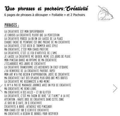 Le Chaos créatif - Duo Phrases et pochoirs: Créativité