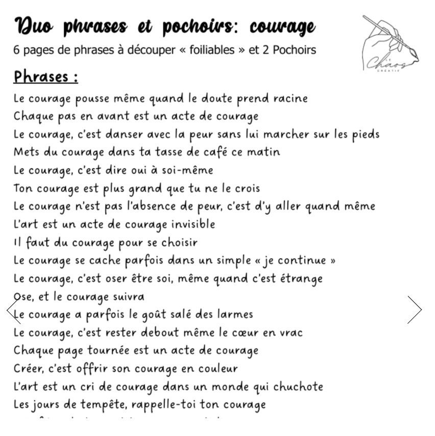 Le Chaos créatif - Duo Phrases et pochoirs: Courage