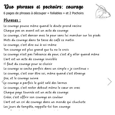 Le Chaos créatif - Duo Phrases et pochoirs: Courage