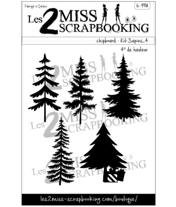 Les 2 Miss scrapbooking - Chipboard «Kit Sapins 4»