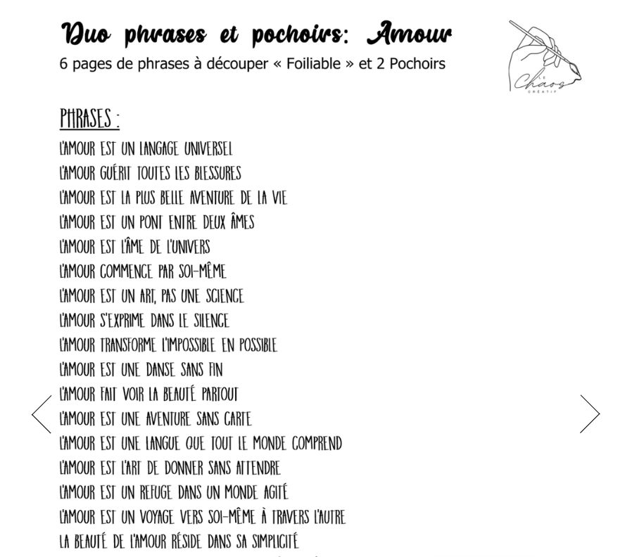 Le Chaos créatif - Duo Phrases et pochoirs: Amour