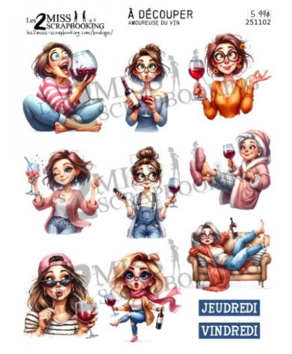 Les 2 Miss scrapbooking - Topper Amoureuse du vin