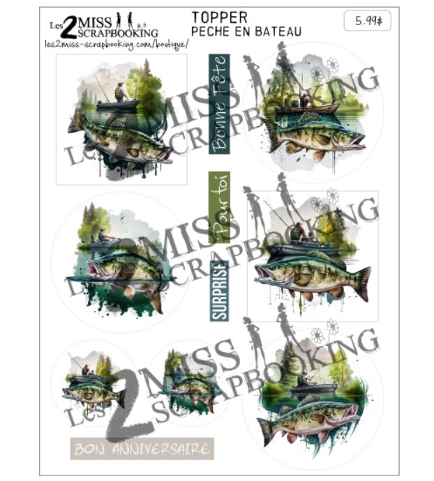 Les 2 Miss scrapbooking - Topper Pêche en bateau