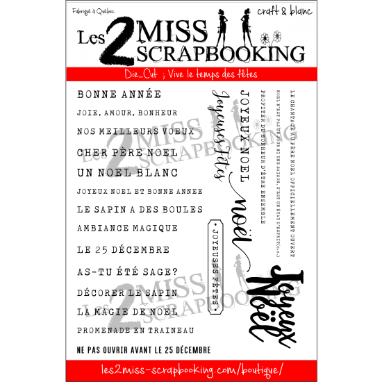 Les 2 Miss scrapbooking - Éphéméra «Vive le temps des fêtes» blanc et kraft