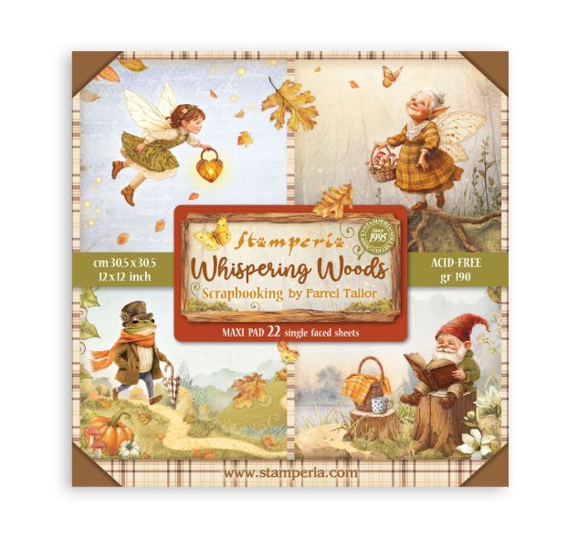 LIQUIDATION!!! Stamperia - Papier 12"x12" Whispering Woods, 22 feuilles (Le prix indiqué est déjà réduit de 40%)