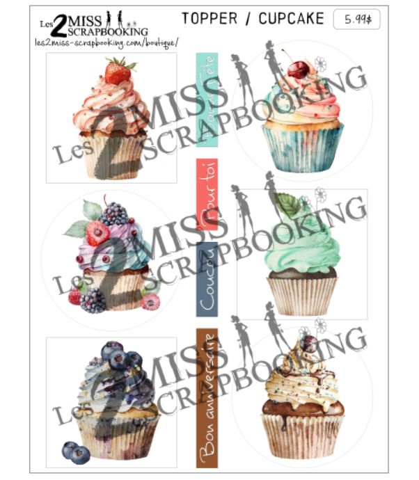 Les 2 Miss scrapbooking - Topper Cupcake