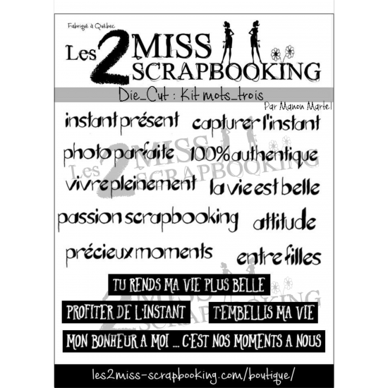Les 2 Miss scrapbooking - Éphéméra «Kit Mots trois»