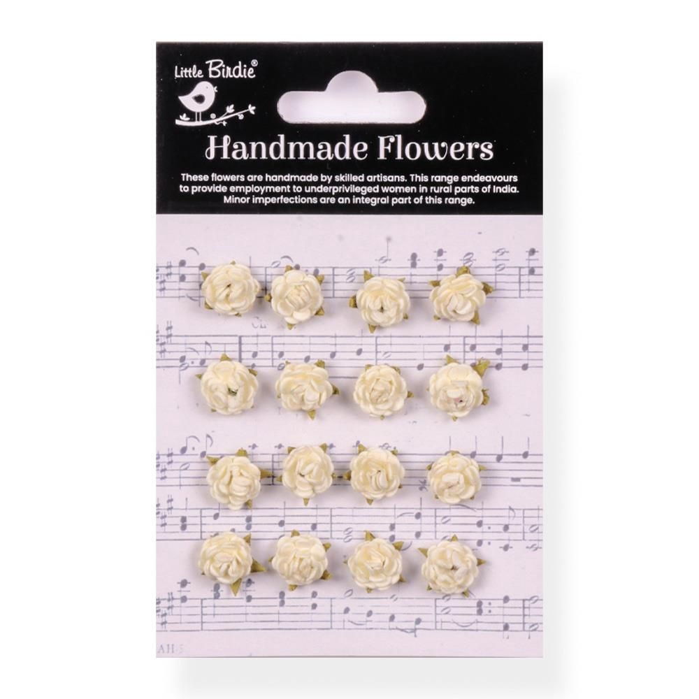 Little Birdie - Fleurs Micro Roses Ivory Pearl, 16 pièces