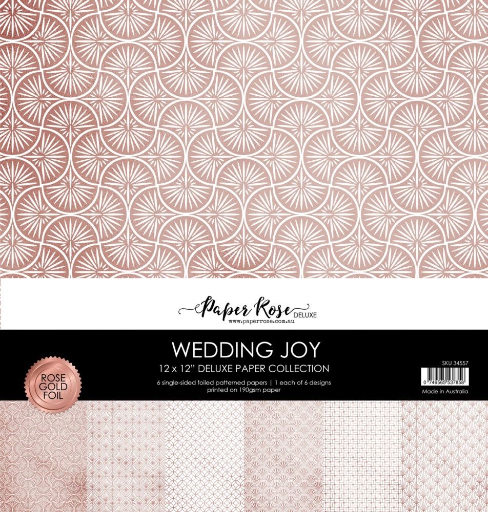Paper Rose - Papier Wedding Joy Rose Gold Foil, 6 feuilles recto-verso 12x12