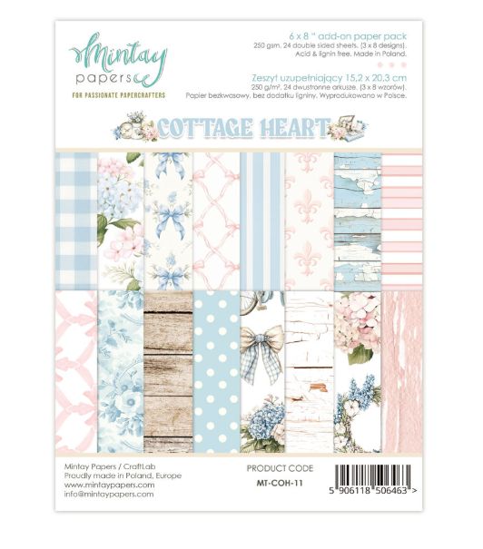 Mintay - Papier 6x8 Cottage Heart, 24 feuilles recto-verso