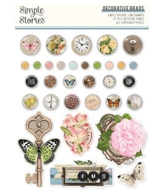 Simple Stories - Brads et éphémèras Simple Vintage junk Drawer