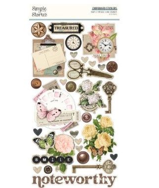 Simple Stories - Éphémèras autocollants en chipboard Simple Vintage junk Drawer