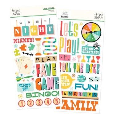 Simple Stories - Éphémèras autocollants en mousse Game Night